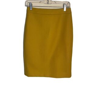 J. Crew Mustard pencil Skirt lined back slit size 0